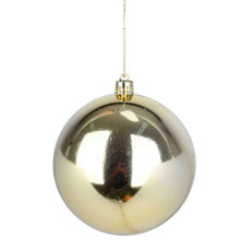 Imagem de BOLA NATALINA DECORATIVA METALIZADA 10CM DOURADA DE PLÁSTICO - GRILLO - Grillo Ltda