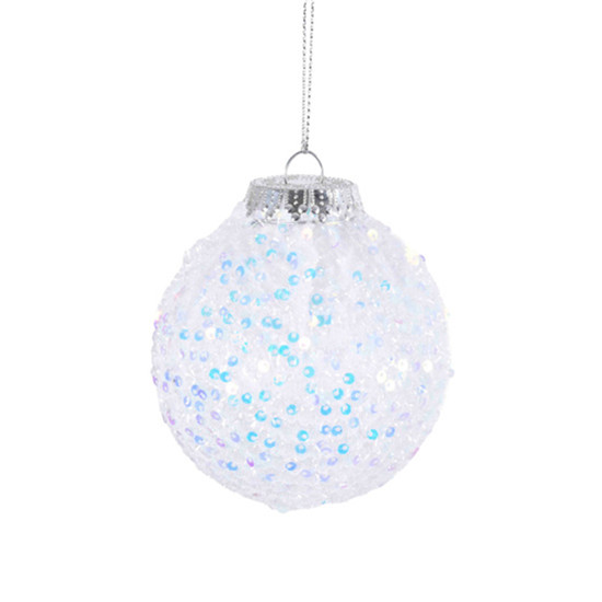 Imagem CONJUNTO 3 BOLAS BRANCAS DECORADAS COM LANTEJOULAS 8CM - GRILLO