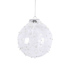 Imagem de CONJUNTO 3 BOLAS DECORADAS TRANSPARENTE DE PLÁSTICO 10CM - GRILLO - Grillo Ltda