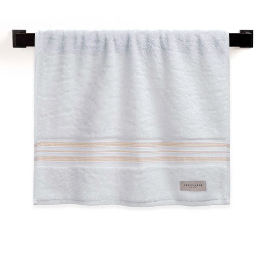 Imagem TOALHA DE ROSTO 100% ALGODÃO BARBERINE BRANCO/NOCCIOLA 48X90CM - TRUSSARDI