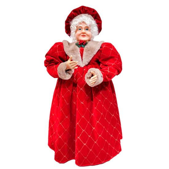 Imagem MAMÃE NOEL DECORATIVA COM VESTIDO VERMELHO E DETALHES DOURADOS 80X35X30CM - GRILLO