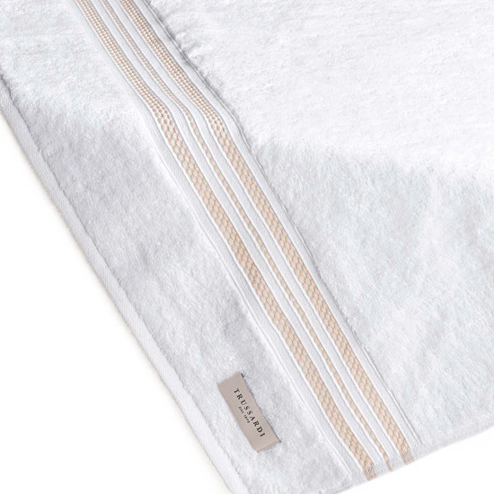 Imagem TOALHA DE ROSTO 100% ALGODÃO BARBERINE BRANCO/NOCCIOLA 48X90CM - TRUSSARDI