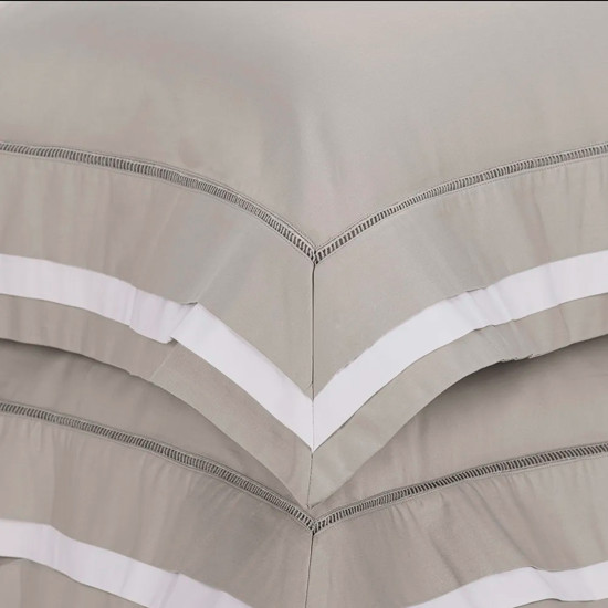 Imagem JOGO DE CAMA QUEEN 300 FIOS 100% ALGODÃO EGÍPCIO VALVERDE BRANCO/MARMO - TRUSSARDI