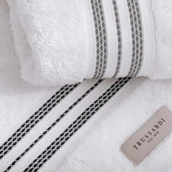 Imagem TOALHA DE ROSTO 100% ALGODÃO BARBERINE BRANCO/NERO 48X90CM - TRUSSARDI