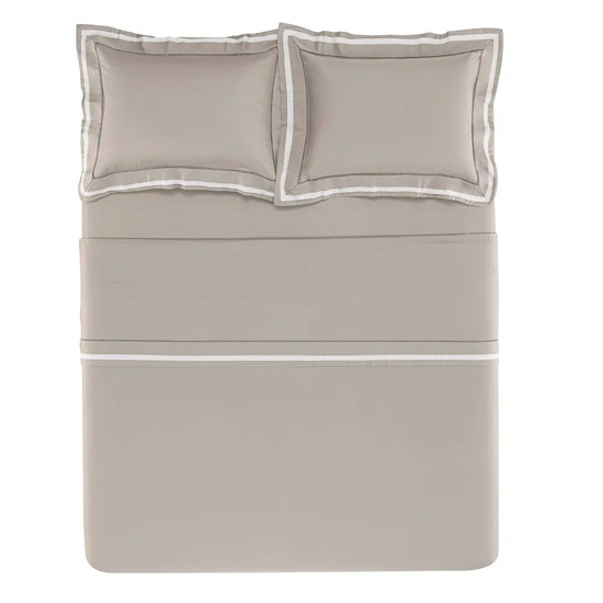 Imagem JOGO DE CAMA QUEEN 300 FIOS 100% ALGODÃO EGÍPCIO VALVERDE BRANCO/MARMO - TRUSSARDI