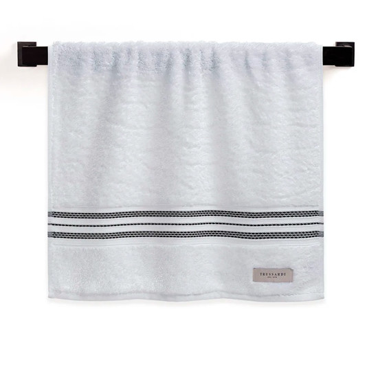 Imagem TOALHA DE ROSTO 100% ALGODÃO BARBERINE BRANCO/NERO 48X90CM - TRUSSARDI