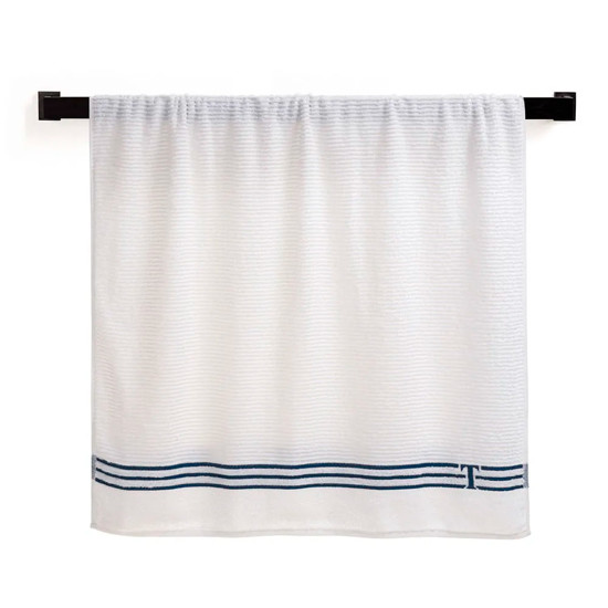 Imagem TOALHA DE PRAIA 100% ALGODÃO ISOLA BRANCO/MARINO 86X160CM - TRUSSARDI