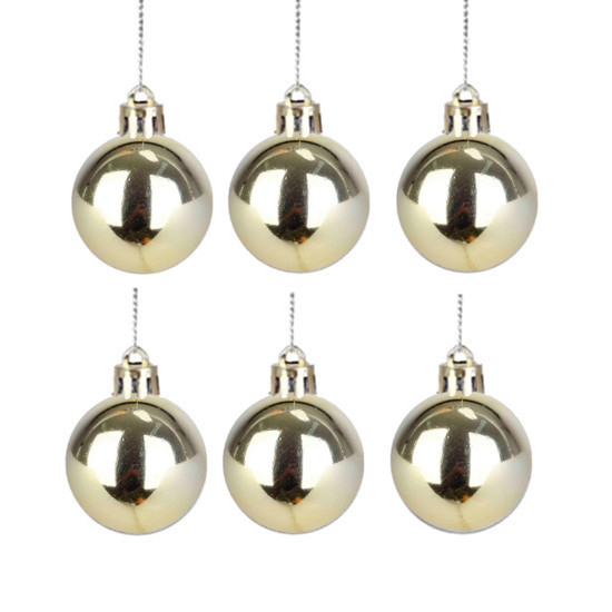 Imagem JOGO DE 6 BOLAS DE NATAL DOURADA METALIZADAS DE PLÁSTICO 4CM - GRILLO