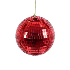 Imagem de BOLA DE NATAL DECORADA VERMELHA ESPELHADA DE PVC 15CM - GRILLO - Grillo Ltda