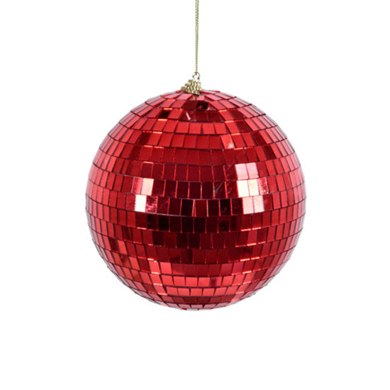 Imagem BOLA DE NATAL DECORADA VERMELHA ESPELHADA DE PVC 15CM - GRILLO