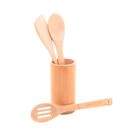 Imagem CONJUNTO 3 UTENSÍLIOS E SUPORTE EM BAMBU - LYOR