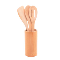 Imagem de CONJUNTO 3 UTENSÍLIOS E SUPORTE EM BAMBU - LYOR - Coliseu Presentes Ltda