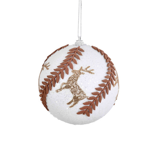 Imagem BOLA DE NATAL BRANCA DECORADA DE PLÁSTICO 10CM 3 UNIDADES - GRILLO
