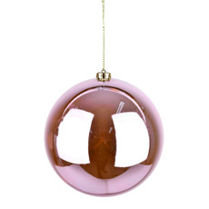 Imagem de BOLA NATALINA ROSA CLARO METALIZADA DE PLÁSTICO 20CM - GRILLO - Grillo Ltda