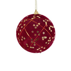 Imagem de BOLA DE NATAL VINHO AVELUDADA E ESTRELAS DOURADAS DE PLÁSTICO 10CM 3 UNIDADES - GRILLO - Grillo Ltda