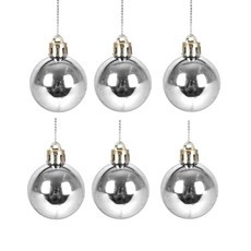 Imagem de JOGO DE 6 BOLAS DE NATAL PRATA METALIZADAS DE PLÁSTICO 4CM - GRILLO - Grillo Ltda