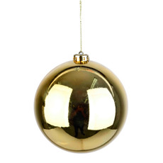 Imagem de BOLA NATALINA DOURADA METALIZADA DE PLÁSTICO 15CM - GRILLO - Grillo Ltda