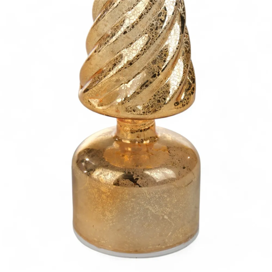 Imagem ÁRVORE NATALINA DE VIDRO DOURADA GIRATÓRIA COM LED 30X9CM - CROMUS