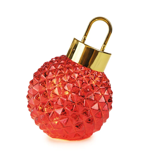 Imagem BOLA NATALINA DECORATIVA DE VIDRO VERMELHA COM LED 24X17X17CM - CROMUS