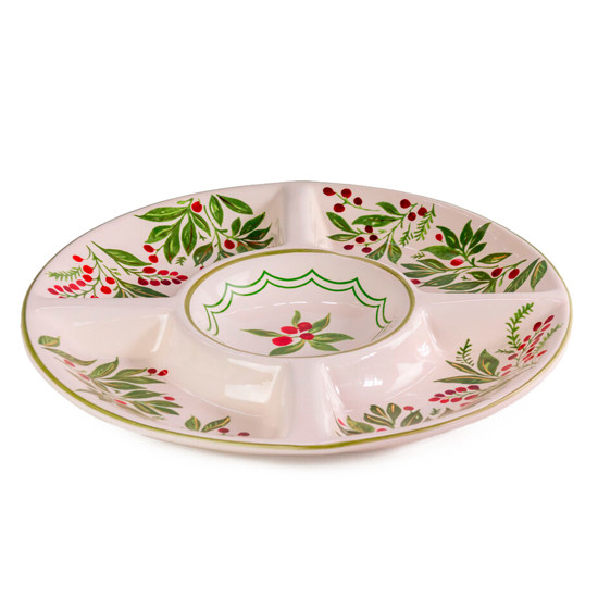 Imagem PETISQUEIRA BERRIES VERMELHAS E FOLHAS VERDES DE CERÂMICA - CERÂMICA LUIZ SALVADOR