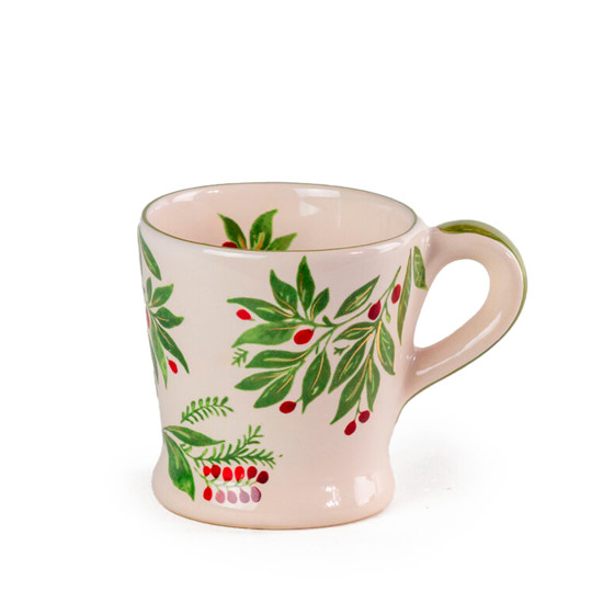Imagem CANECA BERRIES VERMELHAS E FOLHAS VERDES DE CERÂMICA - CERÂMICA LUIZ SALVADOR