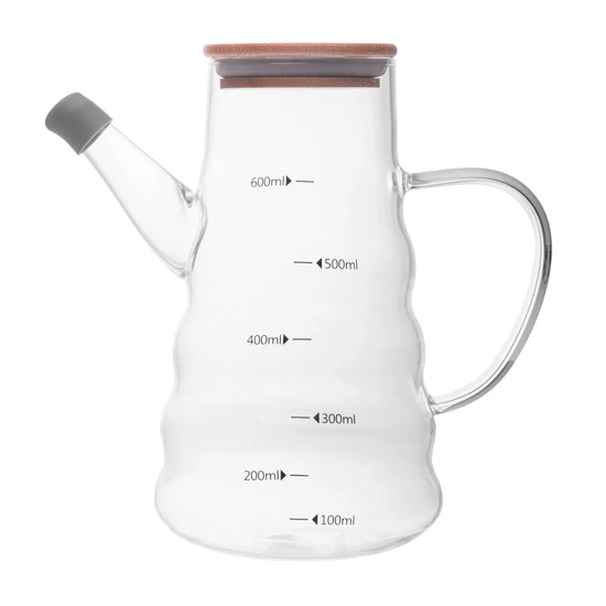 Imagem GARRAFA PARA AZEITE COM TAMPA DE BAMBUE  BICO COLMEIA VIDRO BOROSSILICATO - WOLFF