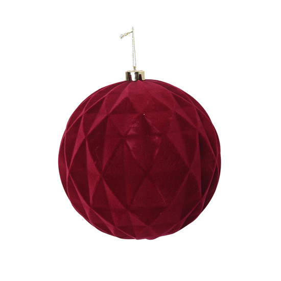 Imagem BOLA DE NATAL DECORATIVA VINHO AVELUDADA DE PLÁSTICO 20CM - CROMUS
