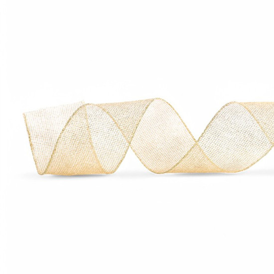 Imagem FITA ARAMADA DOURADA DECORATIVA DE POLIÉSTER 6,3CM X 4,57M - CROMUS