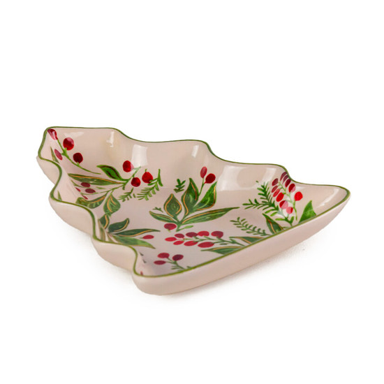 Imagem PETISQUEIRA NATALINA BERRIES VERMELHAS E FOLHAS VERDES - CERÂMICA LUIZ SALVADOR