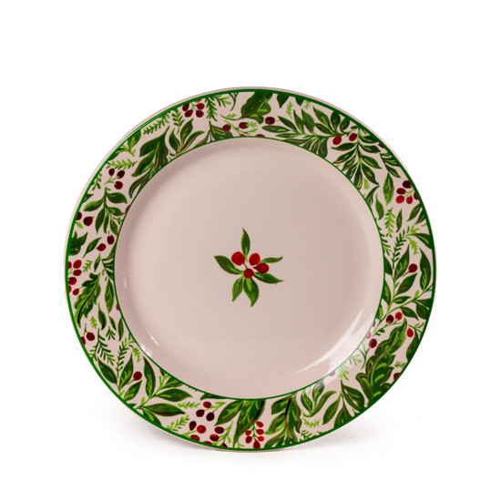 Imagem PRATO RASO NATALINO DE BERRIES VERMELHAS DE CERÂMICA 26,5CM - CERÂMICA LUIZ SALVADOR