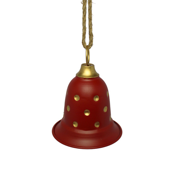 Imagem SINO NATALINO DECORATIVO VERMELHO COM DETALHES DOURADOS DE METAL 18X15CM - CROSS