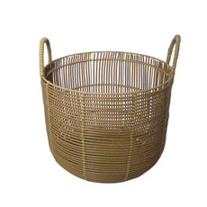 Imagem de CESTO COM ALÇA DE TRAMA SINTÉTICA MARROM CLARO 30X36X36CM - CROSS - Cross Comercial Ltda