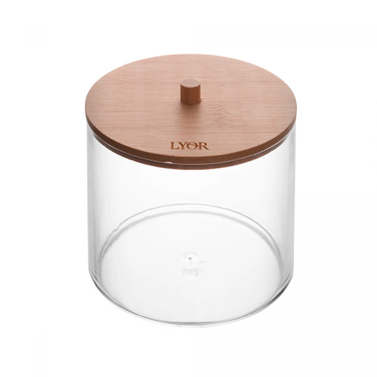 Imagem POTE DE POLIESTIRENO MY BOX COM TAMPA DE BAMBU 10,5X9,5X9,5CM - LYOR