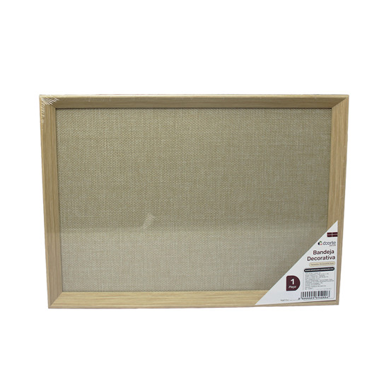 Imagem BANDEJA DECORATIVA BEGE DE MADEIRA E POLIÉSTER 2,5X35X25CM - DCARTE