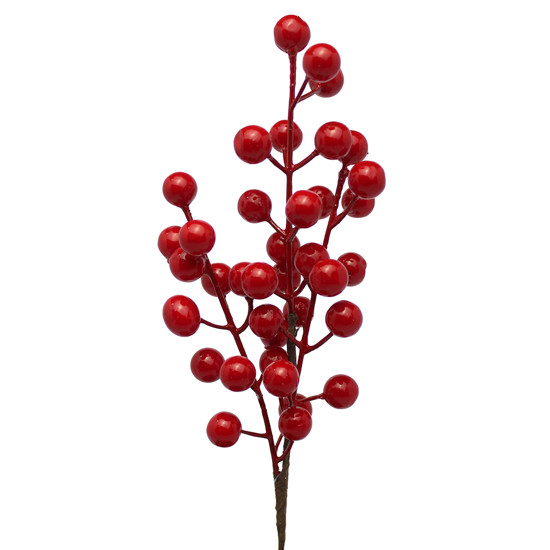 Imagem HASTE DECORATIVA DE BERRIES VERMELHAS DE PLÁSTICO E METAL 27X8CM - GRILLO