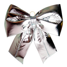 Imagem de LAÇO PRONTO DECORATIVO PRATA METALIZADO 45X50CM - CROMUS - Cromus Embalagens Ind E Com Ltda