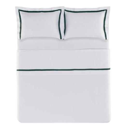 Imagem JOGO DE CAMA CASAL 300 FIOS VERCELLI BRANCO/FOGLI - TRUSSARDI
