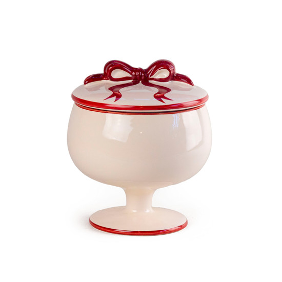 Imagem POTICHE LAÇO CHARLOTTE CEREJA DE CERÂMICA COM PÉ 19X15CM - CERÂMICA LUIZ SALVADOR