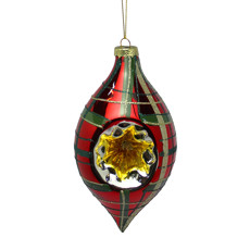 Imagem de CONJUNTO 2  PINGENTES NATALINOS XADREZ VERMELHO E VERDE DE VIDRO 16X8CM - TUUT - Cross Comercial Ltda