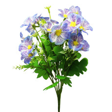 Imagem de BUQUÊ DECORATIVO DE AMOR PERFEITO AZUL DE PLÁSTICO MOLDÁVEL 30X12CM - GRILLO - Grillo Ltda