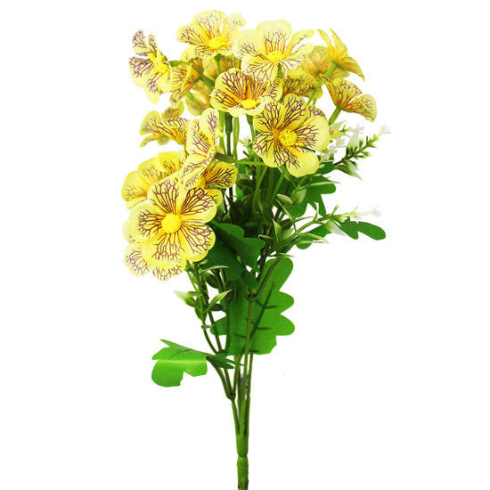 Imagem BUQUÊ DECORATIVO DE AMOR PERFEITO AMARELA DE PLÁSTICO MOLDÁVEL 30X12CM - GRILLO