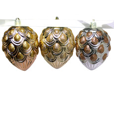 Imagem de PINHAS DECORATIVAS DE PLÁSTICO METALIZADO COM GLITTER 10X7CM 3 UNIDADES - CROSS - Cross Comercial Ltda