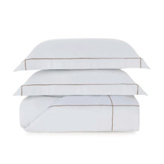 Imagem de JOGO DE COLCHA KING 300 FIOS DE ALGODÃO BAMBU GIRELLI BRANCO/NOCCIOLA - TRUSSARDI - Karsten S.A 