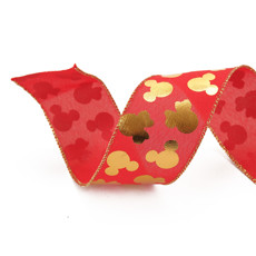 Imagem de FITA ARAMADA DECORATIVA VERMELHA E DOURADA DE POLIÉSTER 10CM X 4,57M - CROMUS - Cromus Embalagens Ind E Com Ltda