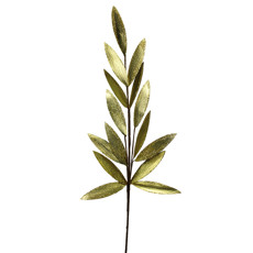 Imagem de HASTE MOLDÁVEL DECORATIVA DE FOLHAGEM BRANCA E DOURADA DE PLÁSTICO 39X6CM - GRILLO - Grillo Ltda