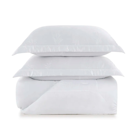 Imagem JOGO DE COLCHA QUEEN 300 FIOS DE ALGODÃO BAMBU OLIVINE BRANCO - TRUSSARDI