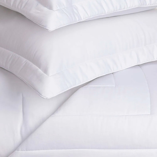Imagem COLCHA COM PORTA TRAVESSEIROS QUEEN 300 FIOS 100% ALGODÃO DANTE BRANCO - TRUSSARDI
