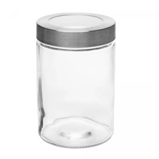 Imagem de POTE DE VIDRO 1,29L COM TAMPA PRATA COM VISOR ACRILÍCO 17X11X11CM - LYOR - Coliseu Presentes Ltda