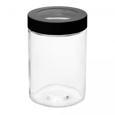 Imagem de POTE DE VIDRO 1,29L COM TAMPA PRETA COM VISOR ACRILÍCO 17X11X11CM - LYOR - Coliseu Presentes Ltda