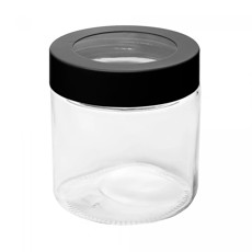 Imagem de POTE DE VIDRO 880ML COM TAMPA PRETA COM VISOR ACRILÍCO 13X11X11CM - LYOR - Coliseu Presentes Ltda